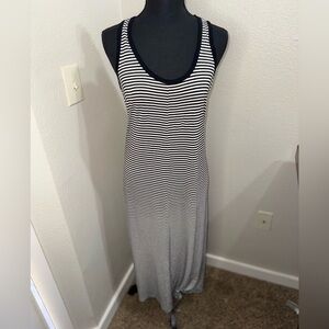 Joe Fresh Tank Sleeveless black‎ and white striped maxi dress- Size Medium